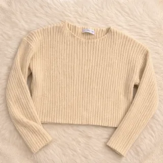 Jersey Mango Beige Canalé.  Sirve para una S