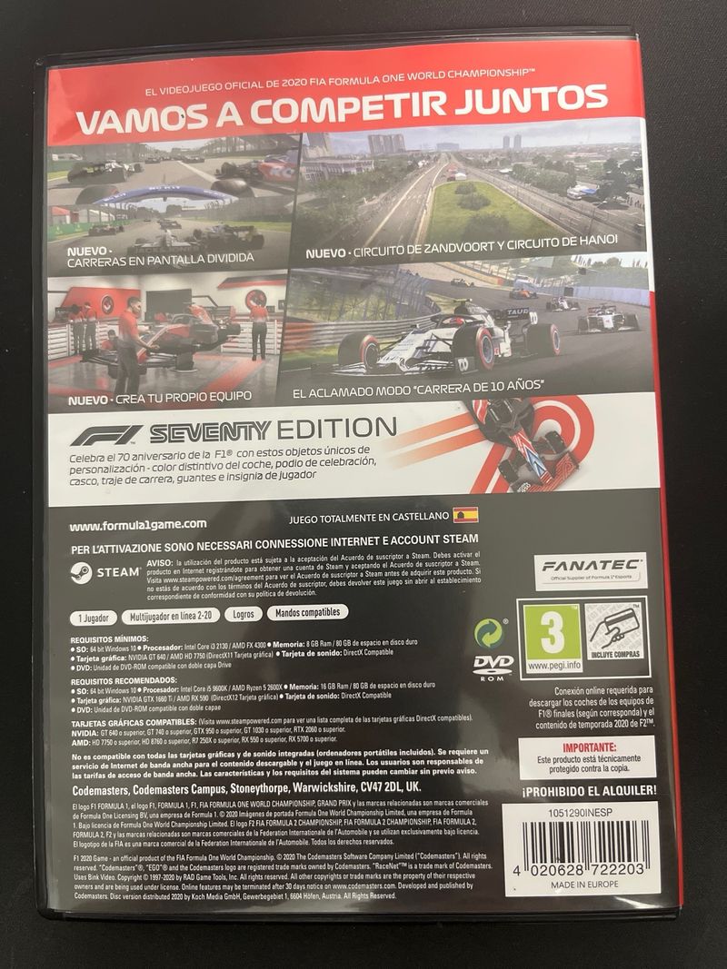 F1 2020 Seventy Edition PC DVD afbeelding 2