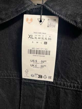 Cazadora denim básica - Color Negro - talla XL