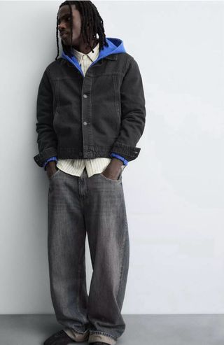 Cazadora denim básica - Color Negro - talla XL