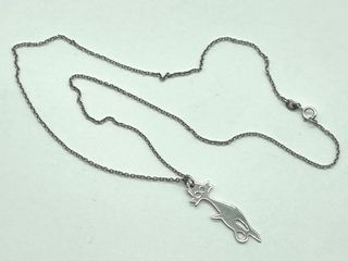 Colgante gato plata ley con cadena