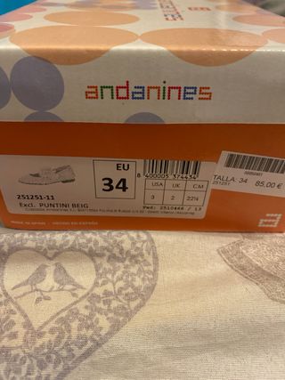 Zapatos Andanines Niña Talla 34