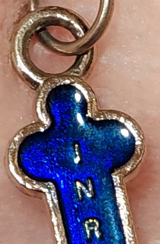 Cruz Rosario Vintage Esmalte Azul Cobalto Transluc