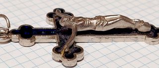 Cruz Rosario Vintage Esmalte Azul Cobalto Transluc