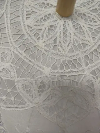 2 Paraguas Sombrilla Encaje Blanco