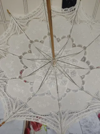 2 Paraguas Sombrilla Encaje Blanco