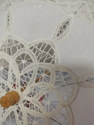 2 Paraguas Sombrilla Encaje Blanco