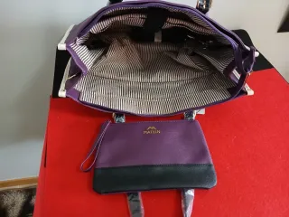 Bolsa elegante Matein beige y morado