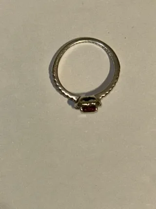 Anillo Pandora Corazón Rojo Plata