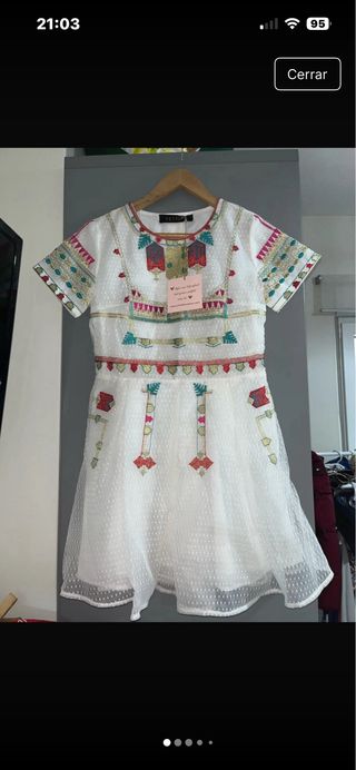 Vestido bordado multicolor talla única