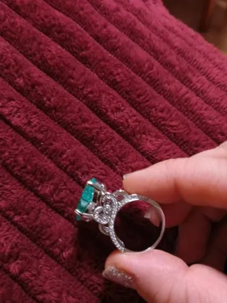 Anillo Corazón Verde Lago