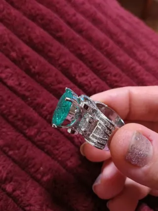 Anillo Corazón Verde Lago