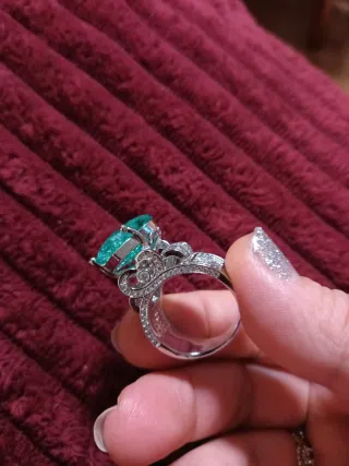 Anillo Corazón Verde Lago