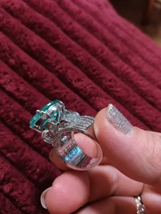 Anillo Corazón Verde Lago