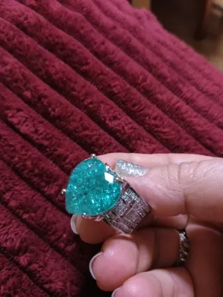 Anillo Corazón Verde Lago