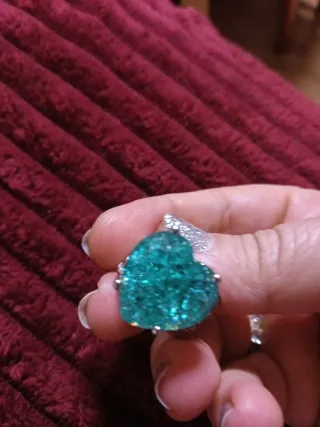 Anillo Corazón Verde Lago