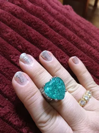 Anillo Corazón Verde Lago