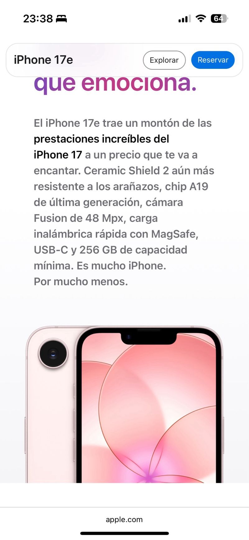 iPhone 17e Rosa 256GB Nuevo afbeelding 2