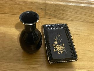 Conjunto porcelana negra y dorada