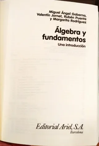Álgebra y Fundamentos. Una Introducción