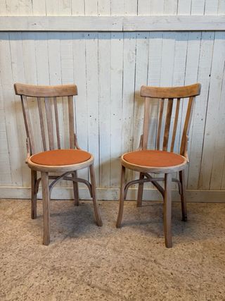 Conjunto de 2 cadeiras bistro madeira vintage