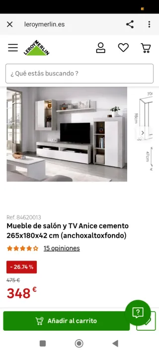 Conjunto Muebles Salón Gris y Blanco