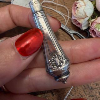 Antico porta aghi argento punzonato fine '800