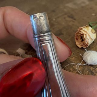 Antico porta aghi argento punzonato fine '800