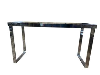 Tavolo espositivo in acciaio e vetro