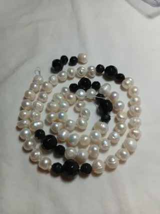 Collar Perlas Río y Onix Facetado