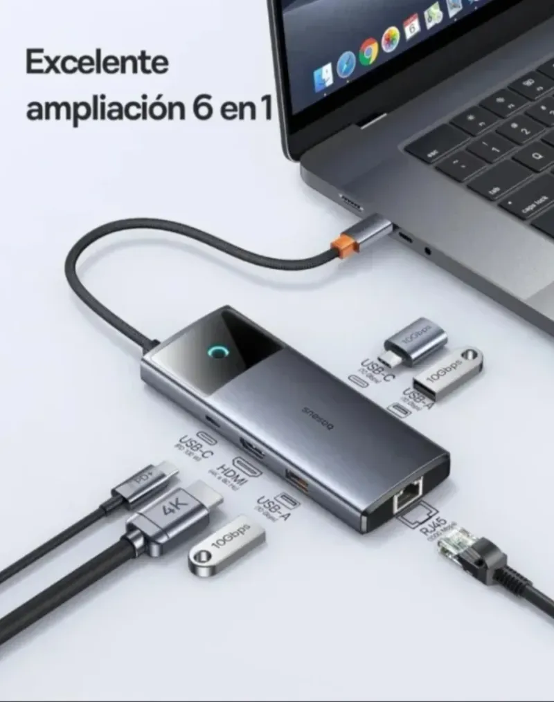 Baseus Hub USB C 6 en 1 Metal Gleam afbeelding 3
