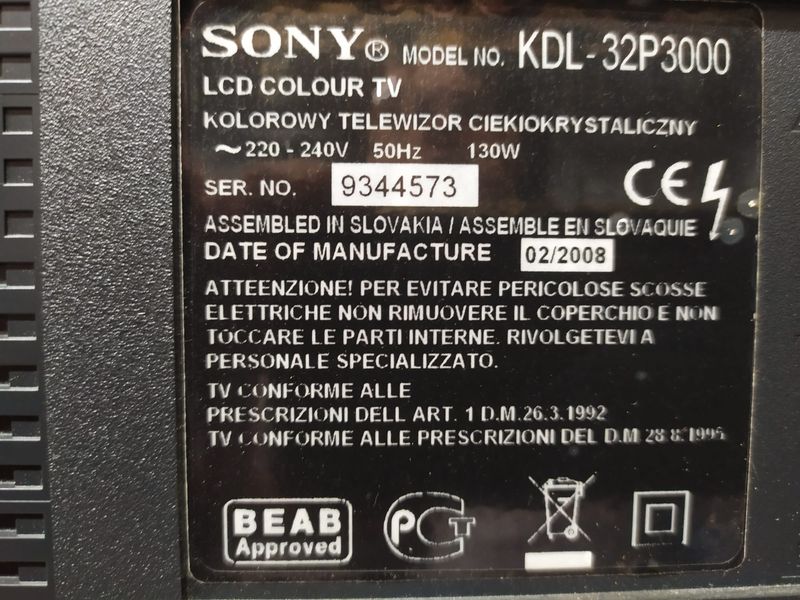 Televisor Sony Bravia KDL-32P3000 afbeelding 2