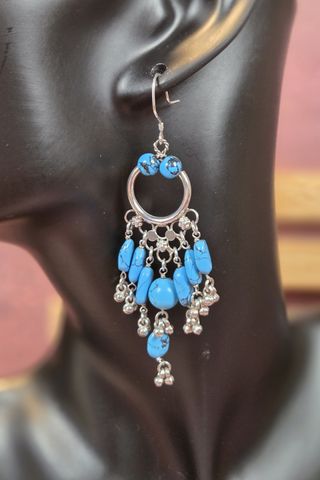 Pendientes largos plata ley y turquesas
