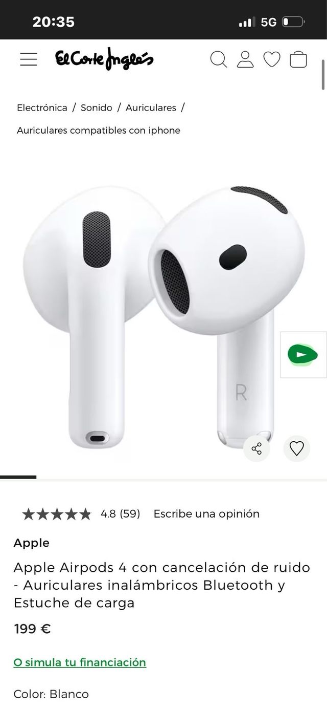 Apple AirPods 4 cancelación activa de ruido ANC