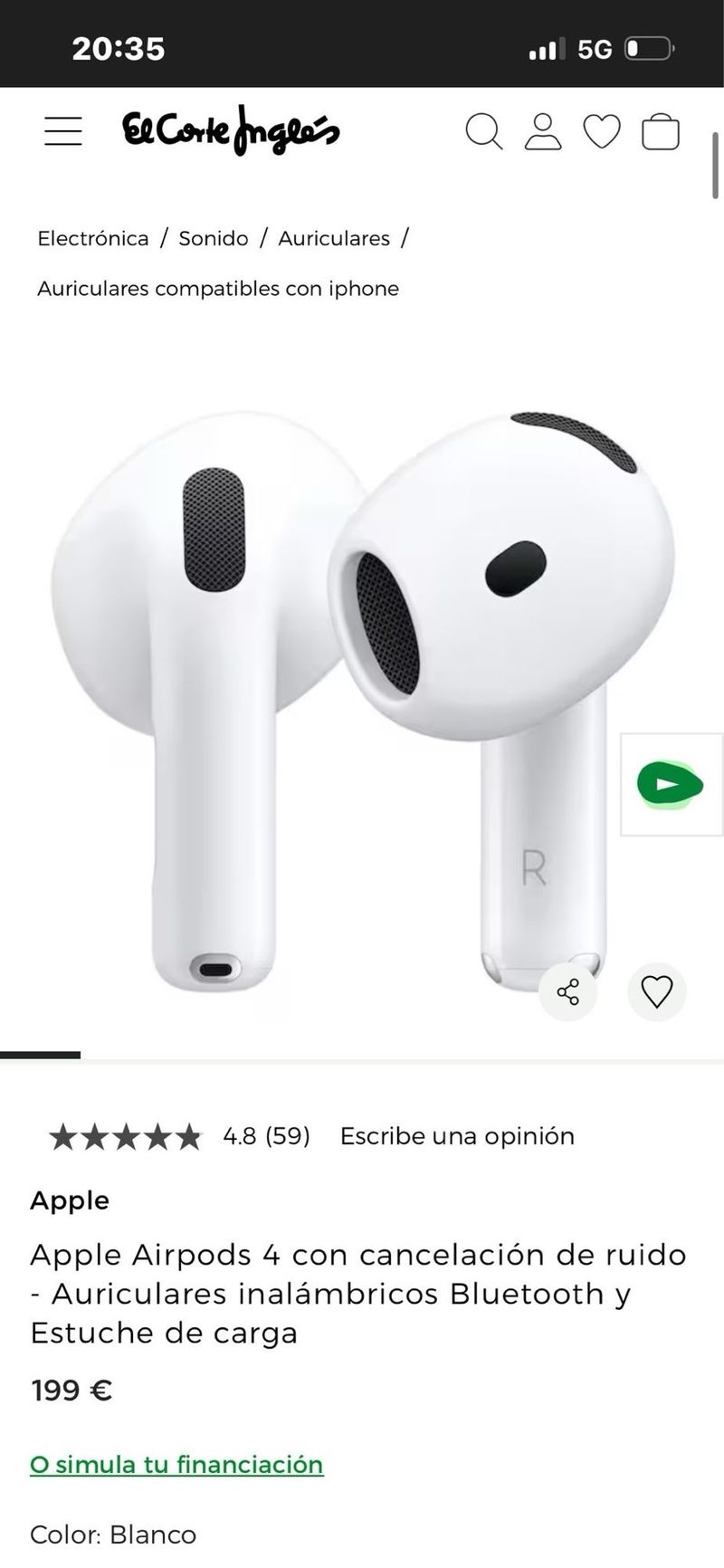 Apple AirPods 4 cancelación activa de ruido ANC