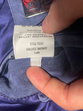 Chaqueta bomber EFE de cuero azul y gris