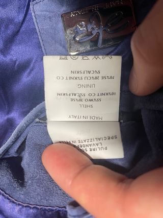 Chaqueta bomber EFE de cuero azul y gris