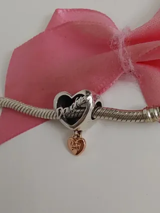 Charm Corazón Hija Daughter Plata S 925.