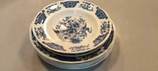 Juego de 7 platos de porcelana ave del paraíso