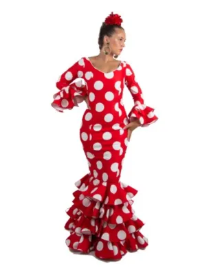 Traje de flamenca lunares rojo y blanco