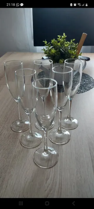 Juego 6 copas de champán de cristal