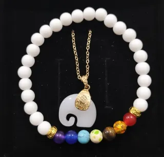 Collar Jade y Pulsera 7 Chakras