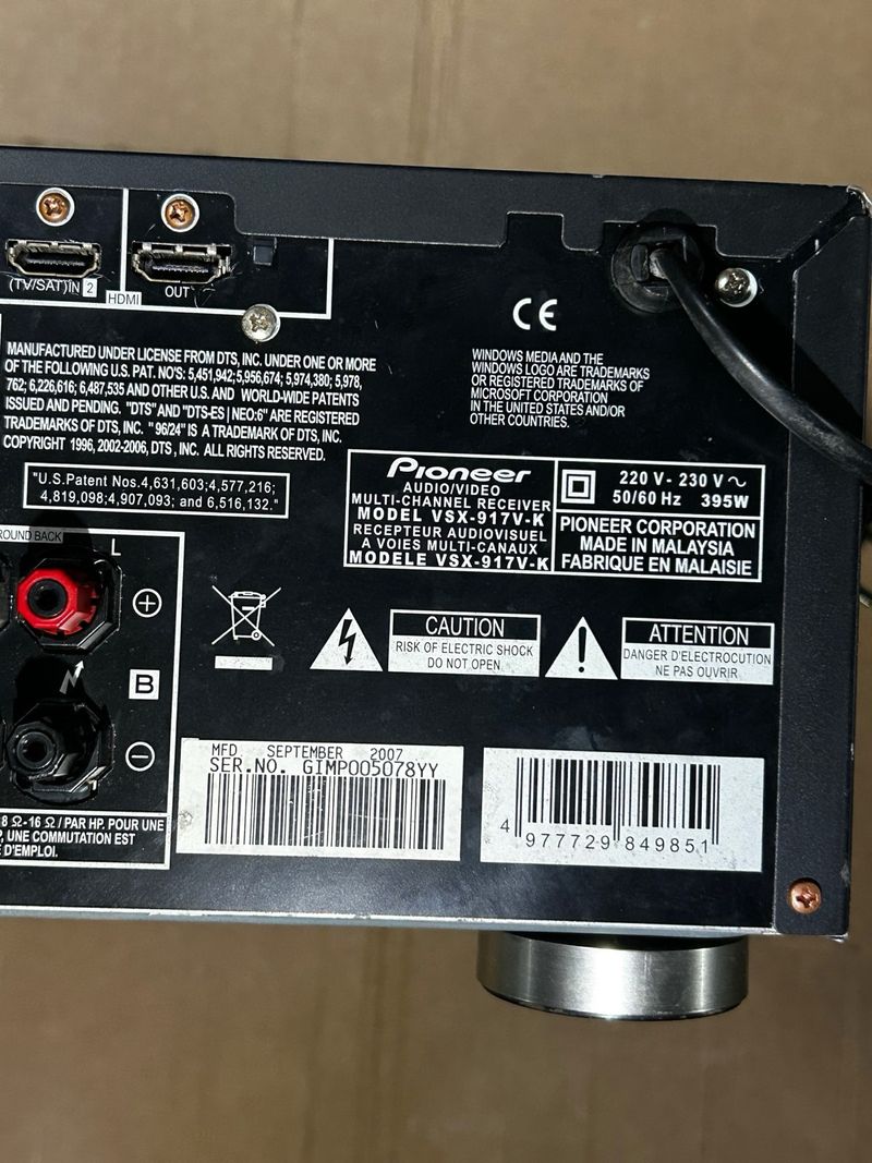 Amplificador AV Pioneer VSX-917V-K afbeelding 10