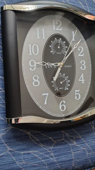 Reloj de pared YIN'S con termómetro y higrómetro