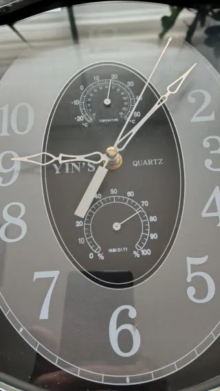 Reloj de pared YIN'S con termómetro y higrómetro