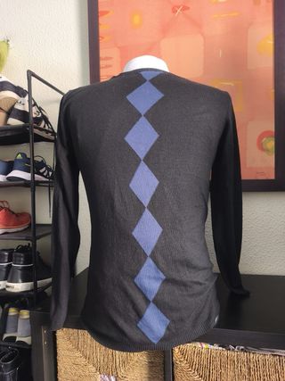 Cárdigan El Caballo punto fino azul y negro