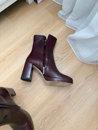 Botines burdeos tacón y plataforma