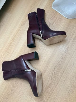 Botines burdeos tacón y plataforma