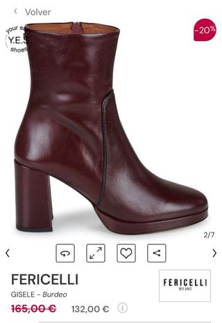 Botines burdeos PIEL Y CUERO tacón y plataforma