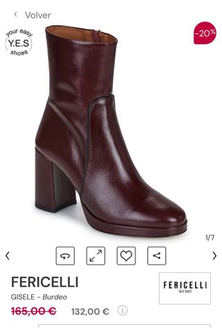 Botines burdeos PIEL Y CUERO tacón y plataforma